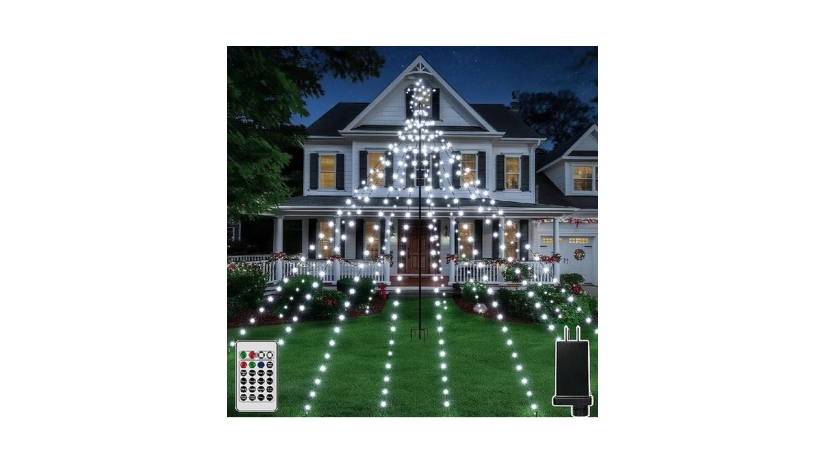 Ccinny Christmas Tree Lights 340led With Topper Star, Ip67 Waterproof