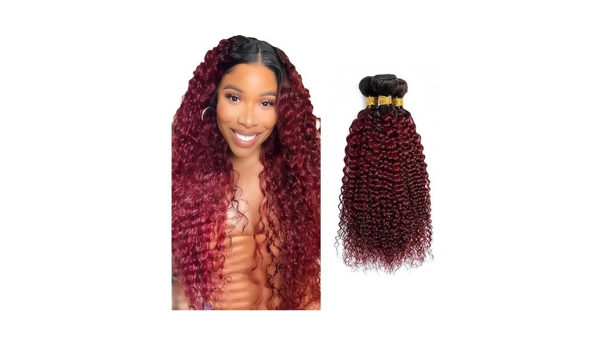 Kodrhar Burgundy Human Hair Bundles Jerry Curly 22 24 26