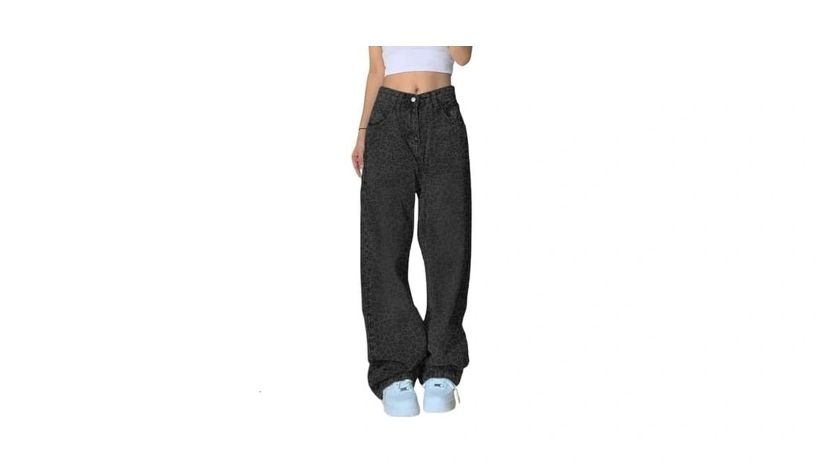 Emmiol Baggy Jeans For Women Mid-high Waist Streetwear Stretchy Jeans