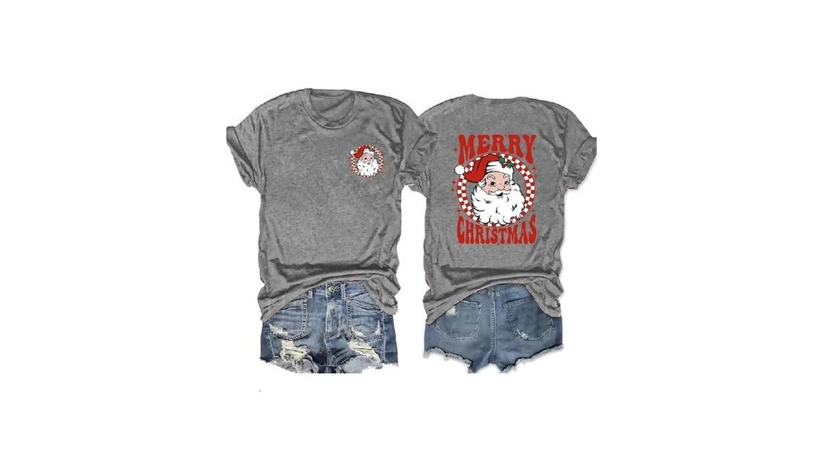 Merry Christmas Santa Shirt Women Christmas T Shirts: Retro Santa