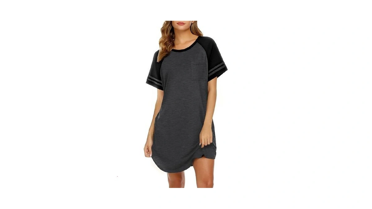 Ekouaer Nightgowns For Women Short Sleeve Sleepshirts Crew Neck Nightshirts
