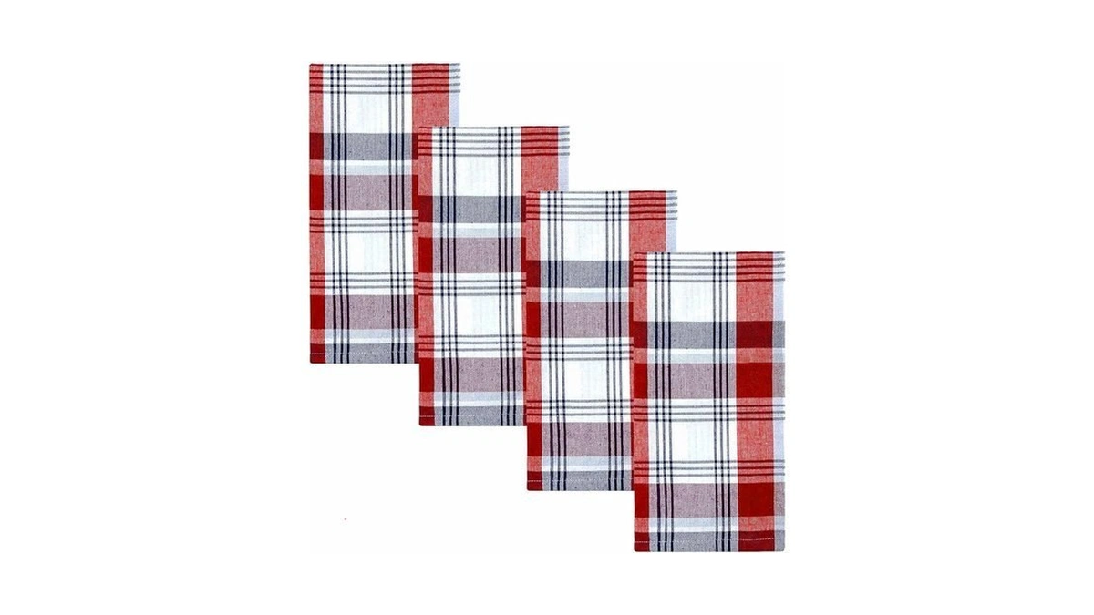 Lintex Home Bargains Plus Patriotic Celebration Fabric Napkins, Red White