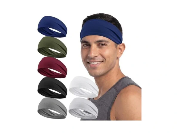 Obeoby 7 Pcs Headbands For Men, Soft Elastic Sports Sweatbands