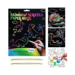 Junqiu Scratch Art For Kids, Rainbow Scratch Paper Art Set