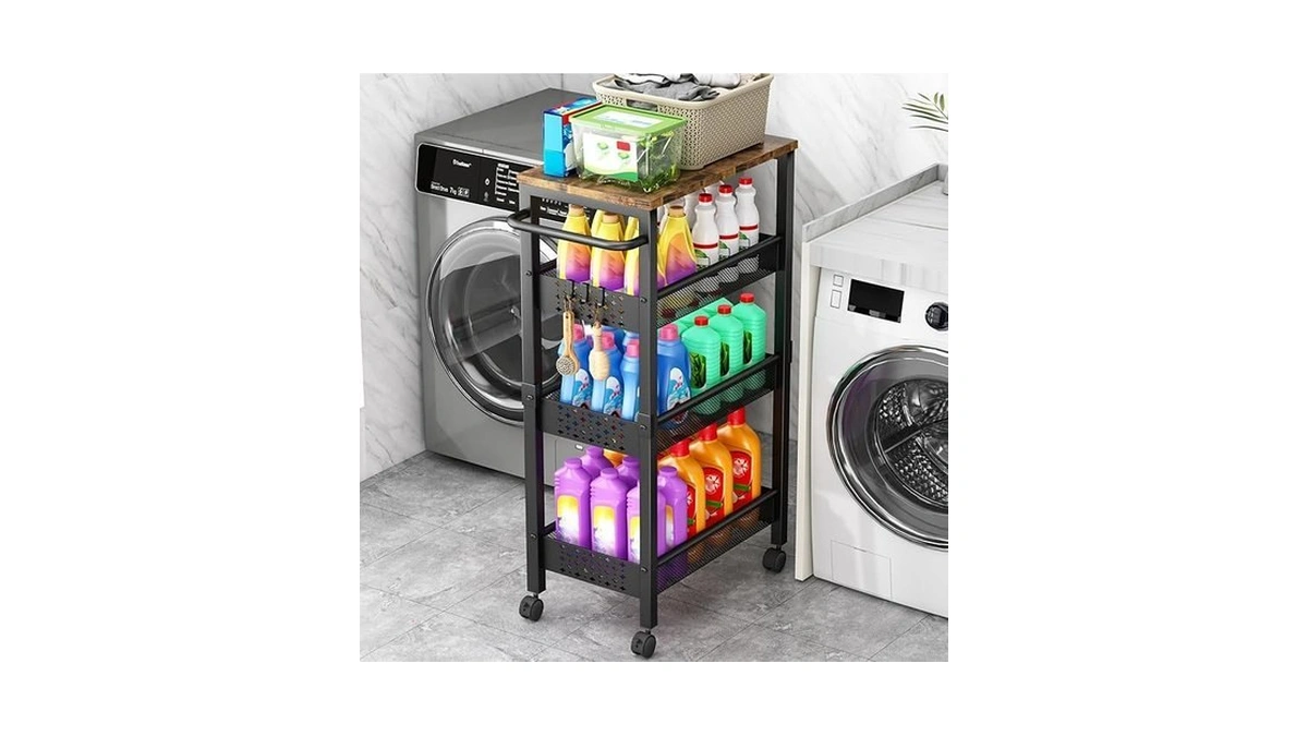 Vivihomety Utility Slim Storage Cart With Wheels, 4-tier Narrow Rolling