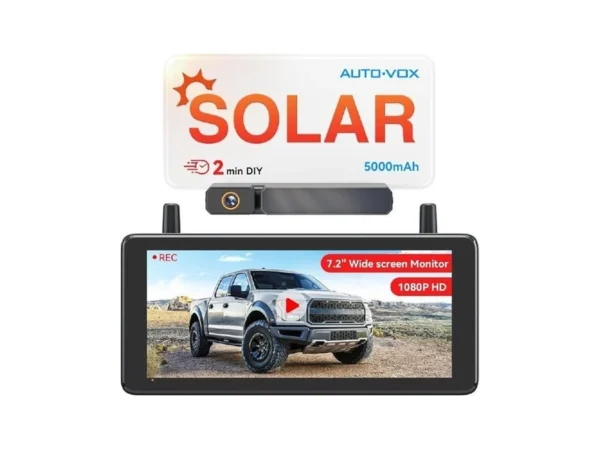 Auto-vox 7.2" Dvr Portable Solar Wireless Backup Camera:hd 1080p 2
