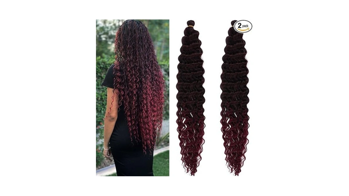 Boho Curly Wavy Braiding Hair 1b Burgundy Deep Water Wave