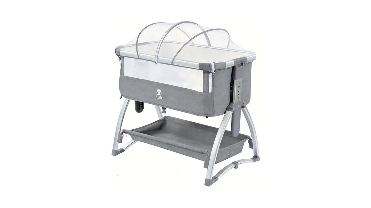 Elevon Bedside Bassinet, 4-in-1 Baby Bedside Sleeper With Rocking Mode,