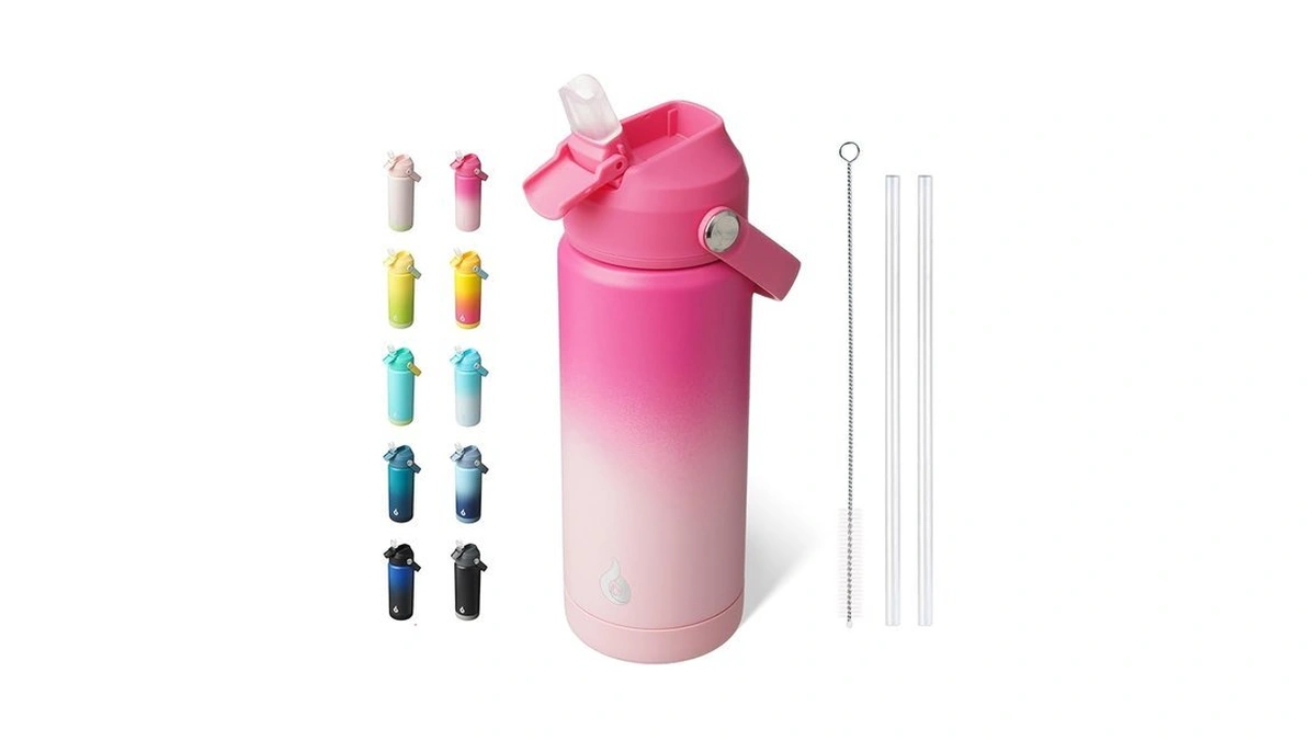 Bjpkpk Insulated Water Bottle With Straw Lid, 18oz Thermo Water