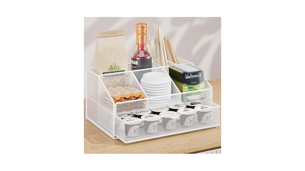 Vitviti Coffee Station Organizer For Countertop, Metal Coffee Bar Organizer