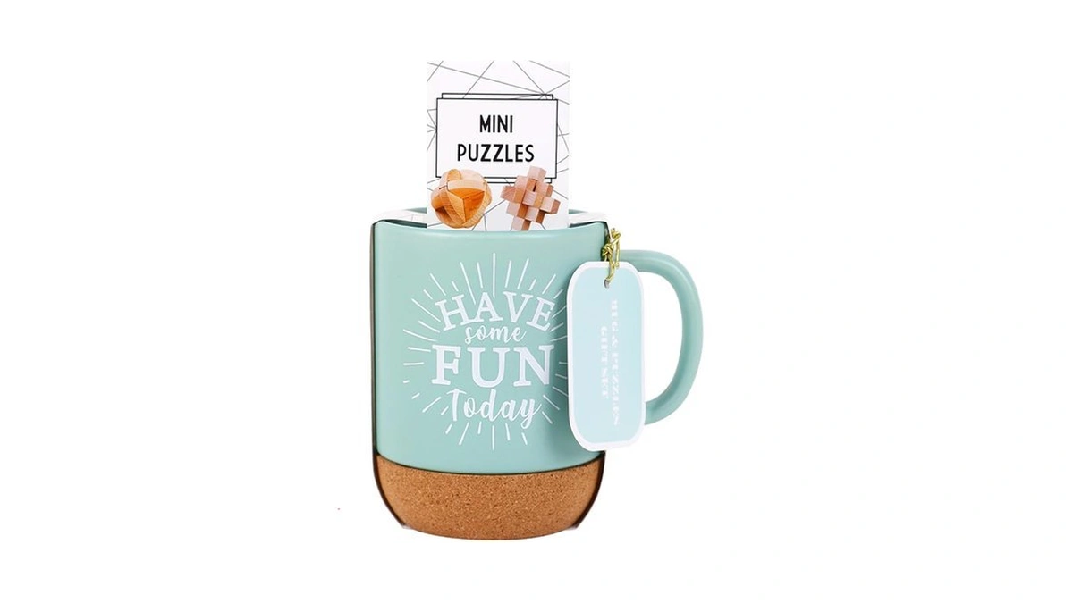 Bespritgift Ceramic Mug With Cork Board Base Puzzle & 13oz