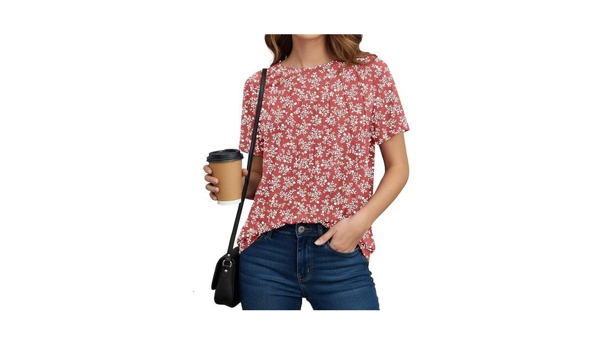 Ysyokow Womens Tunic Tops Summer Casual Short Sleeve T-shirts Crewneck