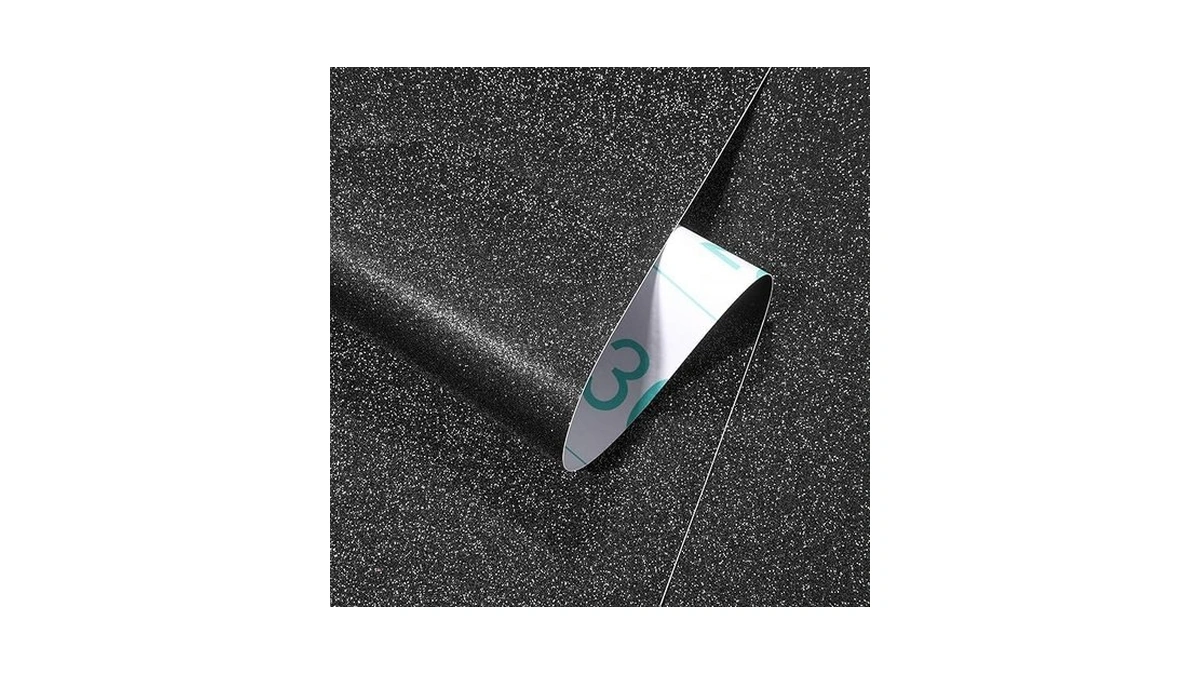 Yenhome 17.7"x276" Modern Black Glitter Wallpaper For Bedroom Pearl Black