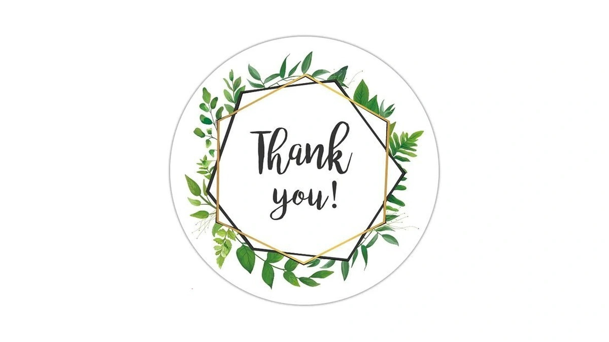 Greenery Wreath Thank You Stickers, 2 Inch 50pcs Self-adhesive Thank