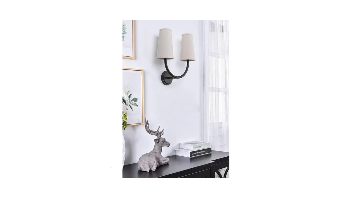 Yosoan Linen Wall Sconce Indoor Night Light Fixture, 2-light Dual