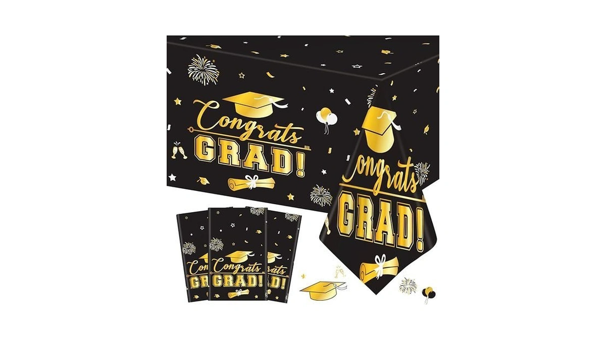 3 Pcs Graduation Tablecloth - Congrats Grad Table Cloth For