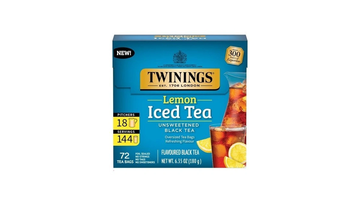 Twinings Lemon Black Iced Tea, 72 Oversized Tea Bags, Makes