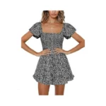 Jeanewpole1 Women Shirred Smocked Tube Top Short Wide Leg Pants