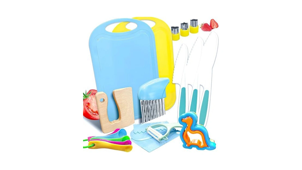 20pcs Kids Knife Set For Real Cooking, Child-friendly Plastic Toddler