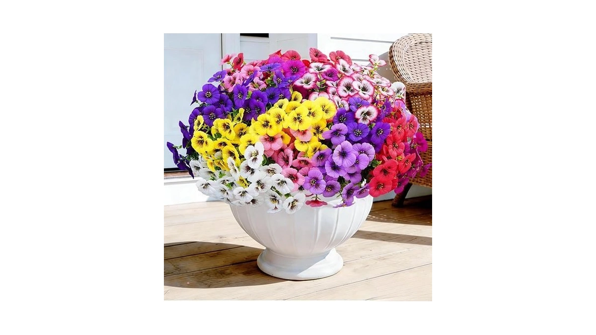 Seyloct Artificial Pansy Flowers 8 Assorted Colors Uv Resistant Faux