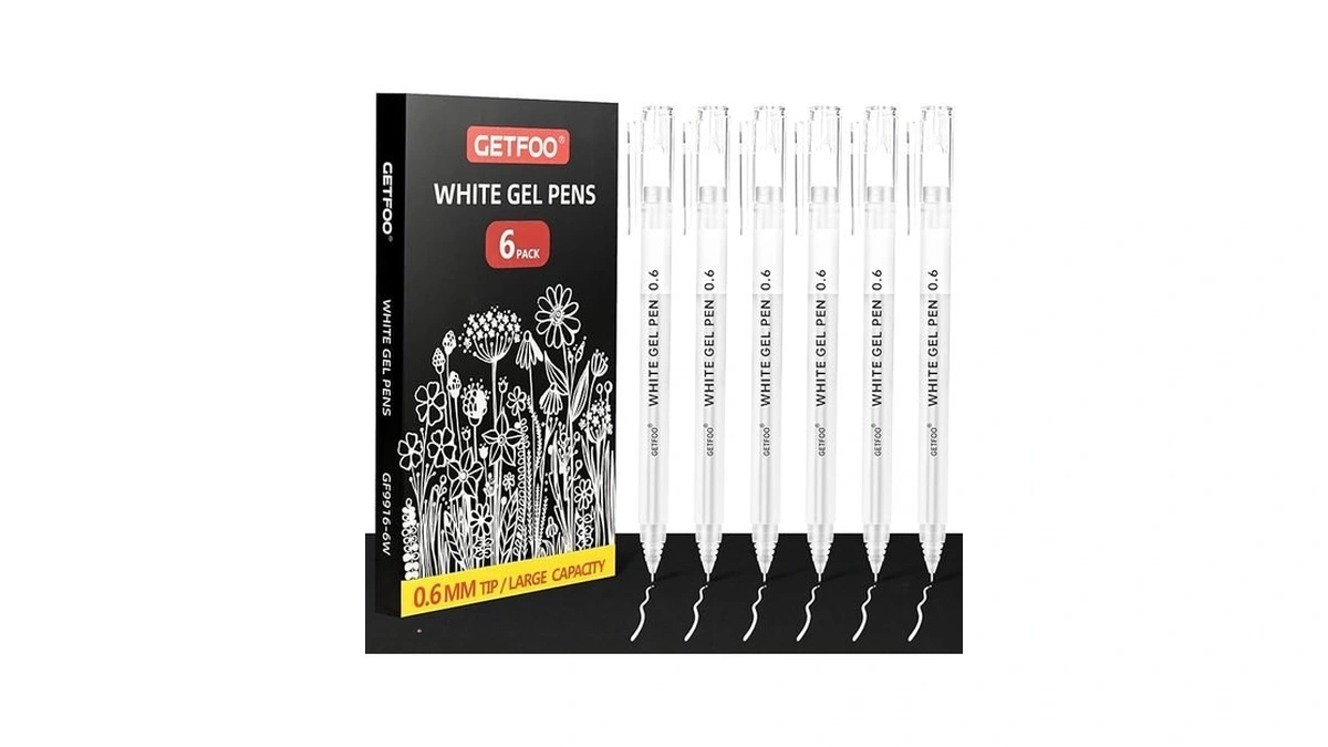 Getfoo White Gel Pens 0.6mm Fine Point Opaque White Archival