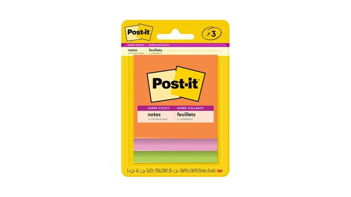 Post-it Super Sticky Notes, 3 Sticky Note Pads, 3 X