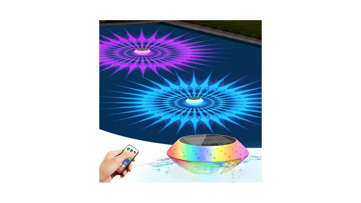 2026 Upgrade Solar Powered Floating Pool Lights(1 Pack), 1800mah Pool