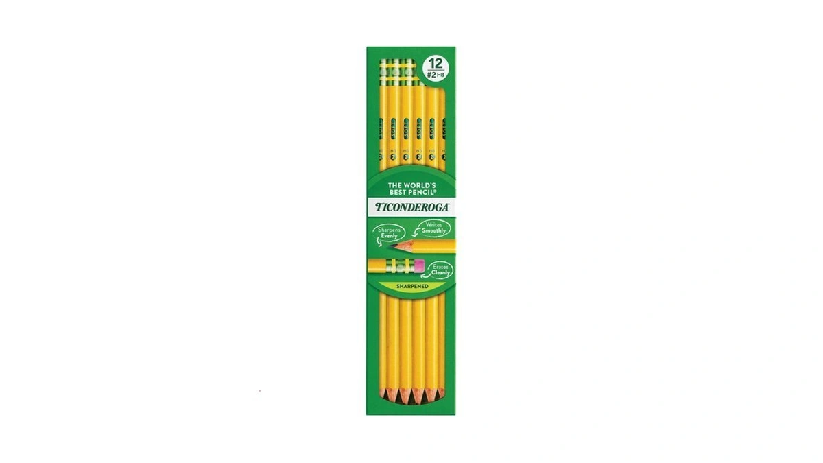 Ticonderoga Wood-cased Pencils, Pre-sharpened, 2 Hb Soft, Yellow, 12 Count
