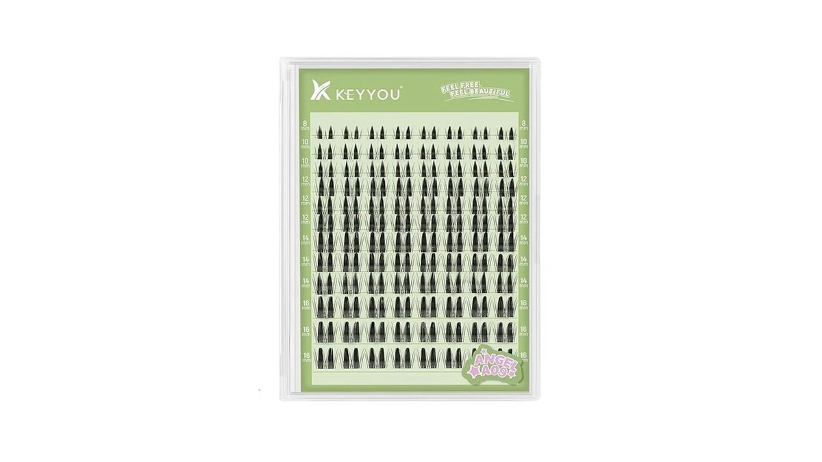 Keyyou Angel Lash Clusters, 8-16mm Mix D Curl Wispy Eyelash