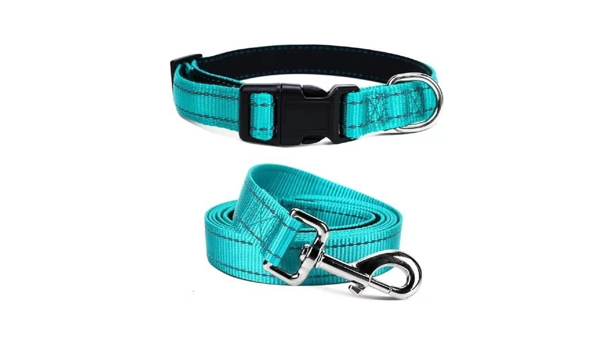 Jumpress Durable Reflective Dog Collar And Leash Set With Double