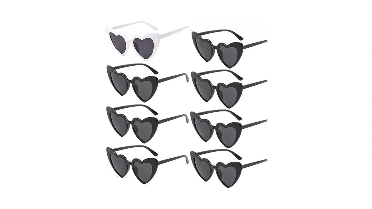 Aeahaly 8 Pairs Heart Sunglasses Bulk For Women, Vintage Bride