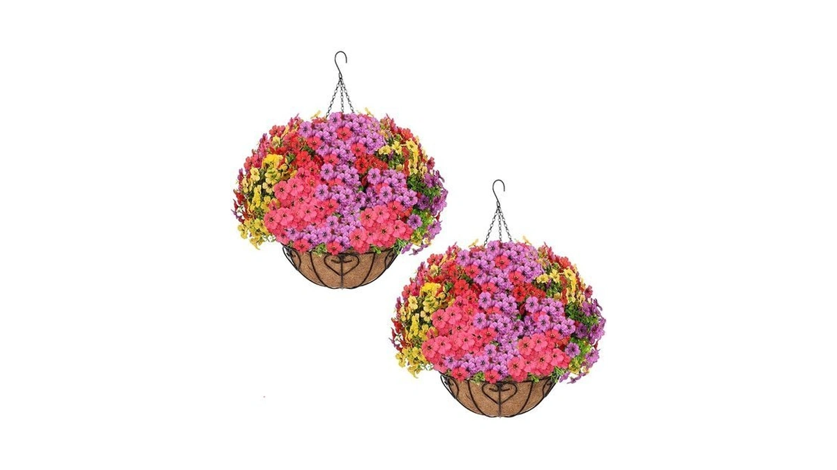 Letuoclips 2 Sets Artificial Hanging Flower For Outdoors, Fake Hanging