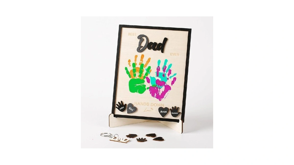 10" Best Dad Ever Hands Down Diy Frame Hand Print