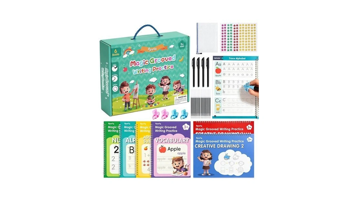 Magic Grooved Writing Practice For Kids Ages 3-8,reusable Large Grooved