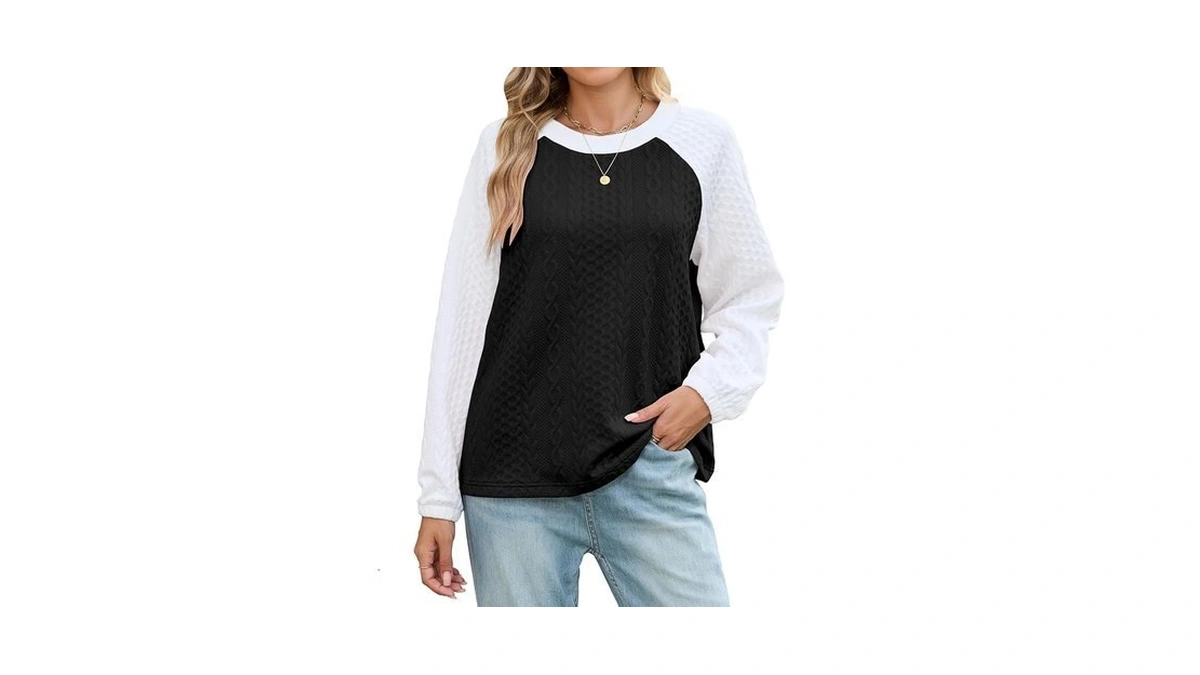 Quatrefox Sweatshirt For Women Long Sleeve Shirts Color Block Crewneck
