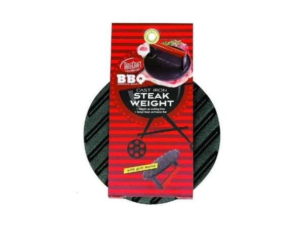 Tablecraft Bbq Coated Cast Iron 7-inch Round Steak Weight With