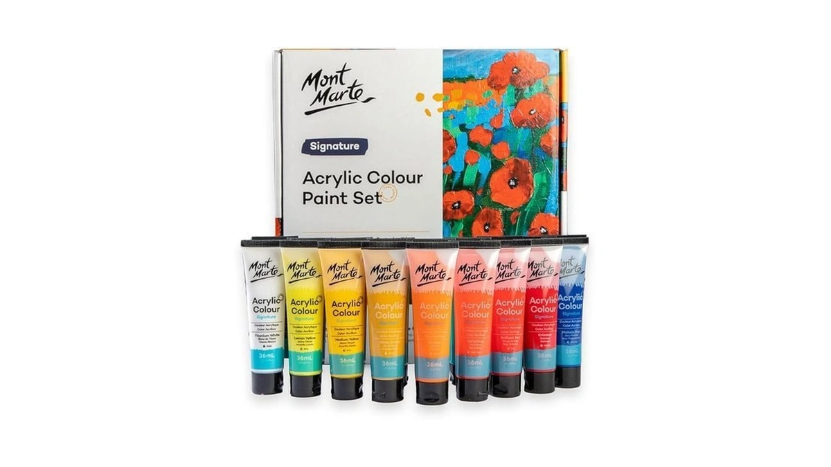 Mont Marte Studio Acrylic Paint Set, 18 Piece, 36ml Tubes.