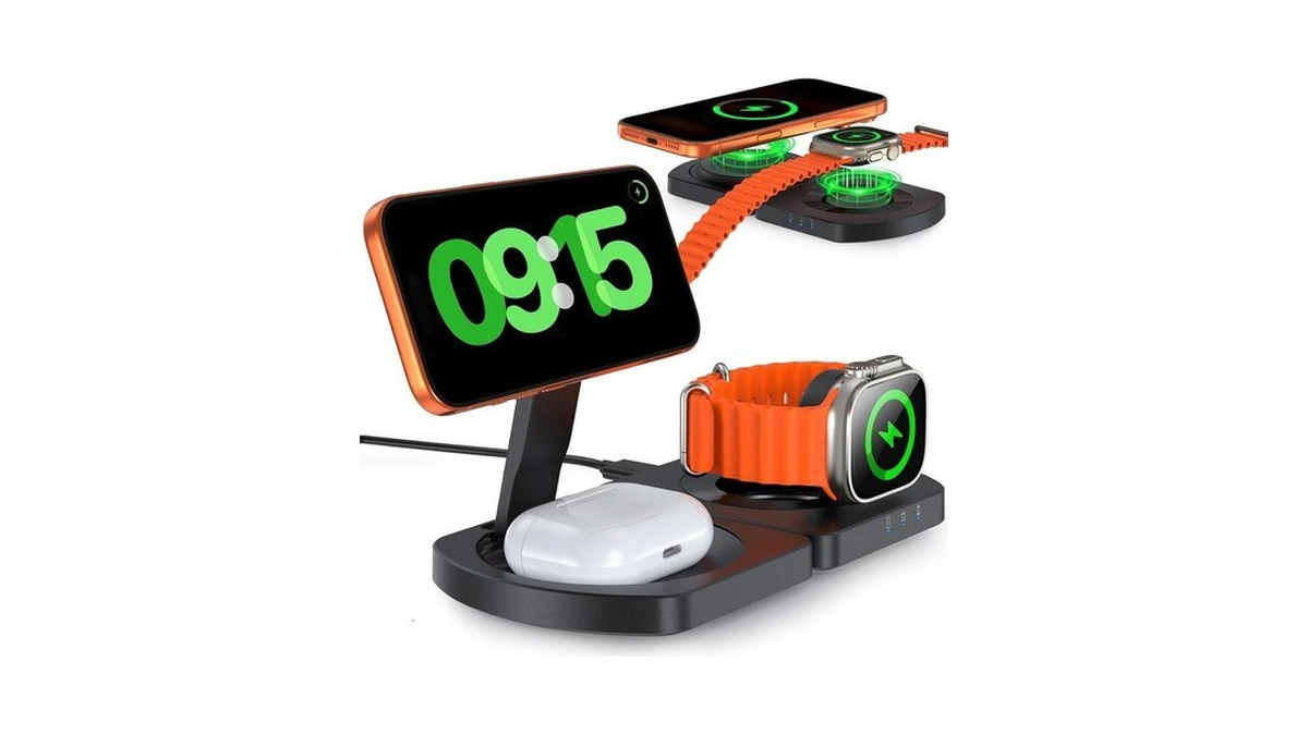 Egv Wireless Charger For Iphone, 3-in-1 Magnetic Charging Station For