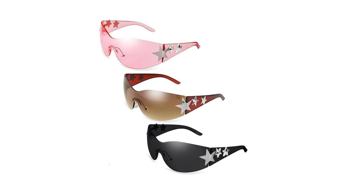 3 Pairs Y2k Sunglasses For Women Men, Trendy Shield Wrap