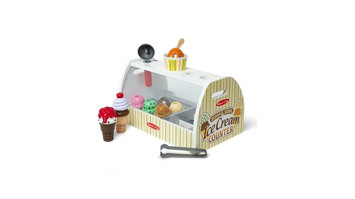 Melissa & Doug Wooden Scoop & Serve Ice Cream Counter,