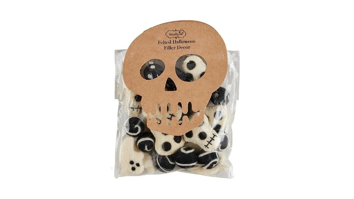 Mud Pie Felted Halloween Fill, Skull, Bag Approx: 6" X
