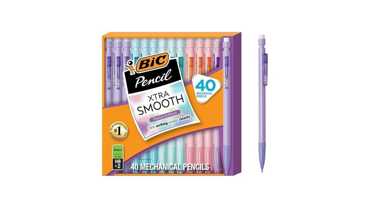 Bic Xtra-smooth Pastel Mechanical Pencils With Erasers, Medium Point (0.7mm),