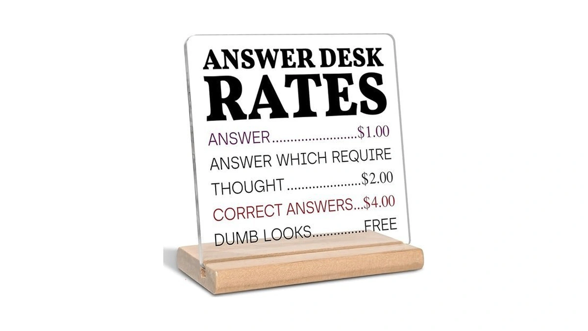 Funny Office Gifts For Coworkers Boss, Answer Desk Rates Acrylic