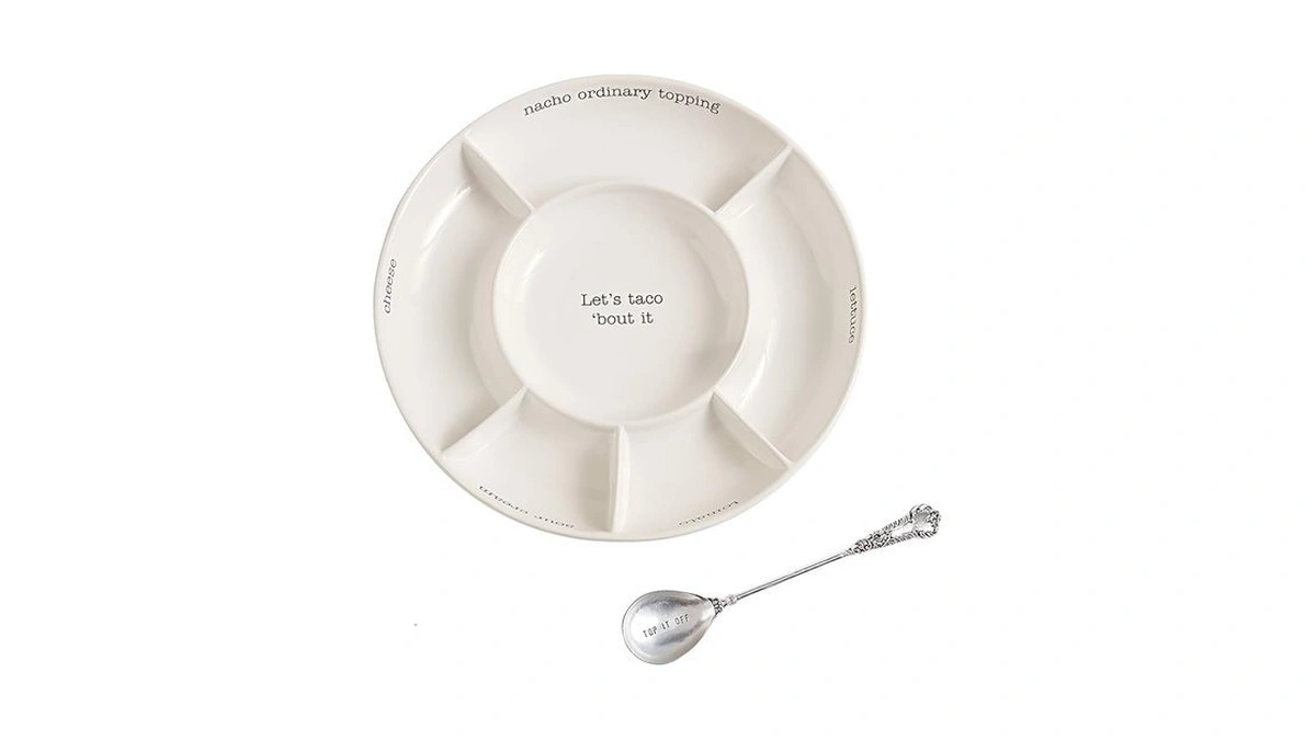 Mud Pie Taco Bar Condiment Serving Platter, White