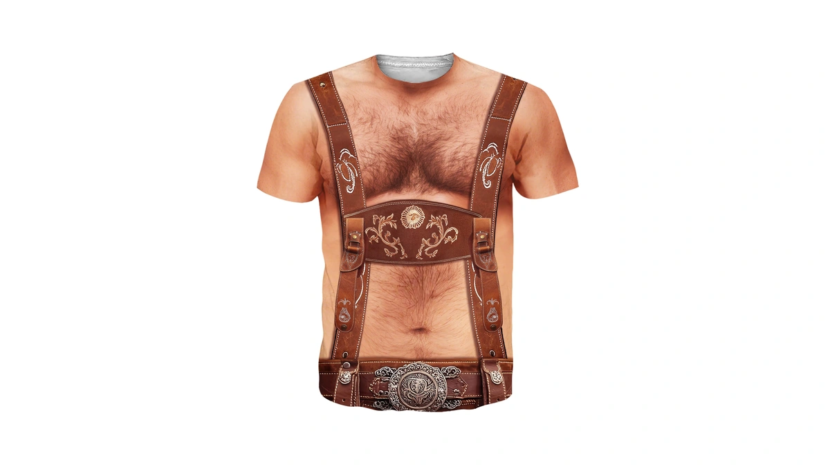 Fanient Mens Hairy Chest Shirt Funny 3d Printed T-shirts Novelty
