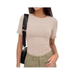 Zesica Women's Lace Short Sleeve Fitted Tops 2026 Summer Crewneck