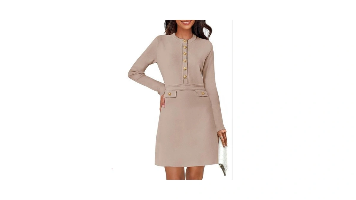 Merokeety Women's Fall 2026 Long Sleeve Bodycon Sweater Dress Button