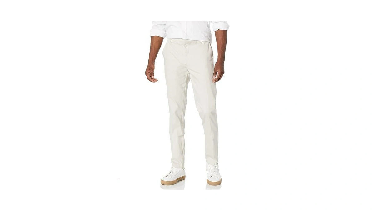 Amazon Essentials Men's Slim-fit Wrinkle-resistant Flat-front Stretch Chino Pant, Stone,