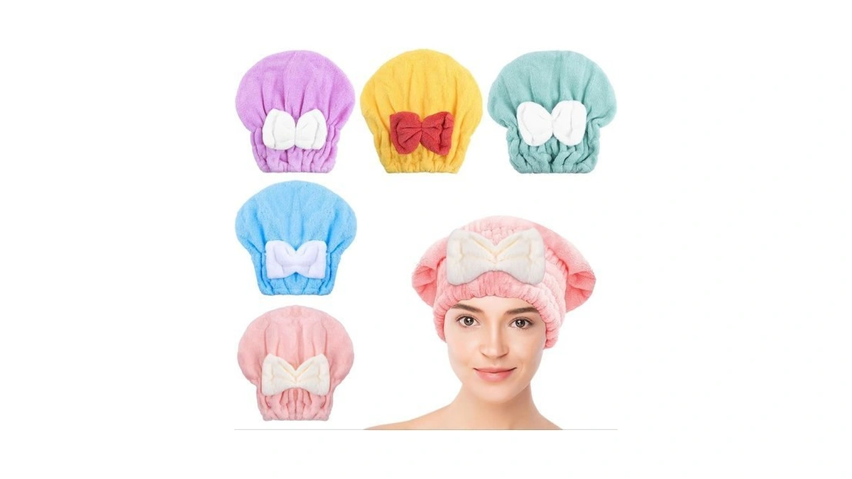 Kldnkig Microfiber Hair Drying Caps, 5-pack Extra Soft And Ultra