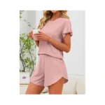 Justfashionnow Women's Pajama Set Ruffle Sleeves Top And Short Soft